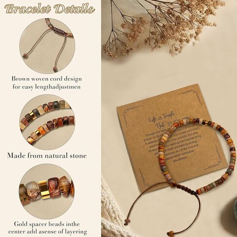 Inspirational Healing Stone Bracelet for Women – Life is Tough But So Are You – Get Well Soon Gifts, Encouragement Bracelets for Best Friend, Sister, Mother, Gift of Strength in Kuwait