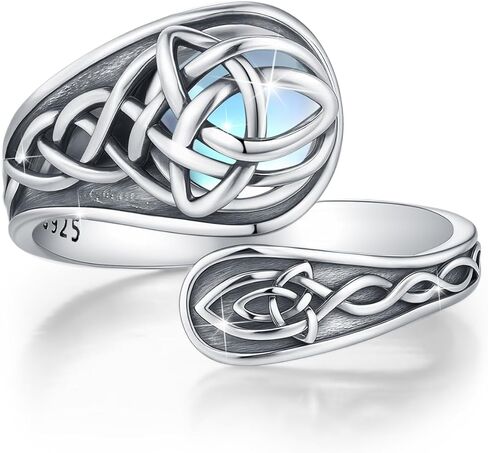 Celtic Knot/Hummingbird/Dragon/Wolf/Whale/Scottish Thistle Spoon Ring 925 Sterling Silver Adjustable Thumb Ring for Women Vintage Jewelry Gifts for Birthday Mother's Day Christmas in Saudi Arabia