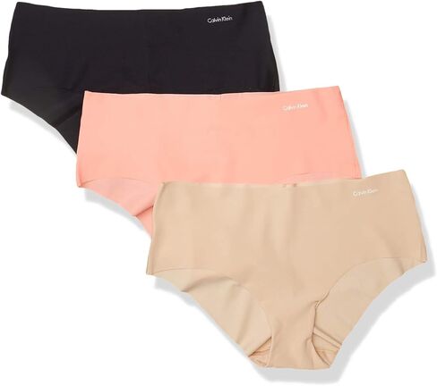 Calvin Klein Invisibles 3-Pack Hipster Bottoms Red Bud/Vanilla Ice/Black XL (Women's 16) in Saudi Arabia