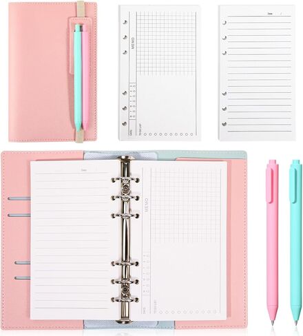 miikoul دفتر يوميات صغير الحجم مع قلم، كتاب مخطط أسبوعي قابل لإعادة الملء دفاتر يومية مبطنة 100 جرام في المتر المربع مفكرة محمولة للعودة إلى اللوازم المدرسية كتابة 7.6 بوصة × 5 بوصة 180 صفحة in Kuwait