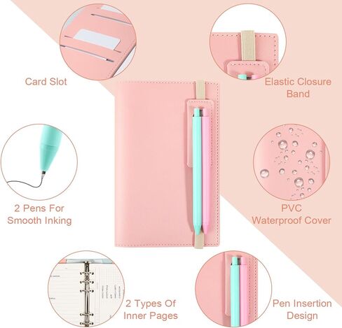 miikoul دفتر يوميات صغير الحجم مع قلم، كتاب مخطط أسبوعي قابل لإعادة الملء دفاتر يومية مبطنة 100 جرام في المتر المربع مفكرة محمولة للعودة إلى اللوازم المدرسية كتابة 7.6 بوصة × 5 بوصة 180 صفحة in Kuwait