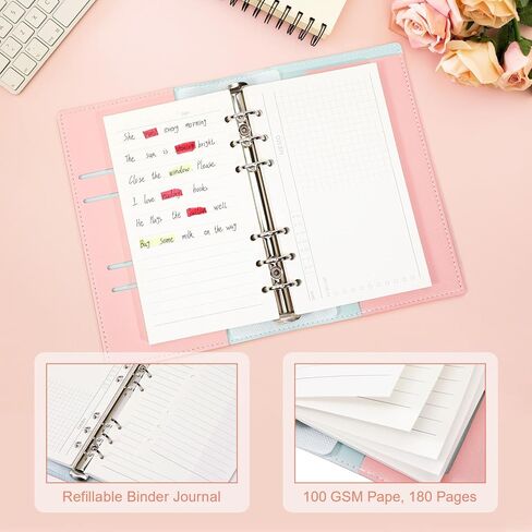 miikoul دفتر يوميات صغير الحجم مع قلم، كتاب مخطط أسبوعي قابل لإعادة الملء دفاتر يومية مبطنة 100 جرام في المتر المربع مفكرة محمولة للعودة إلى اللوازم المدرسية كتابة 7.6 بوصة × 5 بوصة 180 صفحة in Kuwait