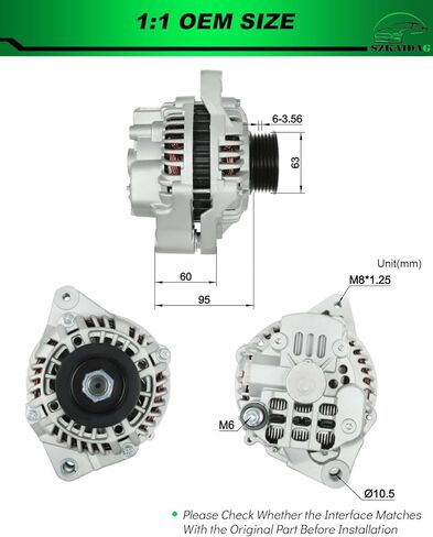Alternator for:-Honda Civic Lx Ex Gx Dx Hx 2001 2002 2003 2004 2005 01 02 03 04 05 1.7L L4, 12V 70Amp CCW 6-Groove Pulley, Upgraded Replacement Alternators, OE# 31100-PLM-A01 (ALL-NEW) in Saudi Arabia