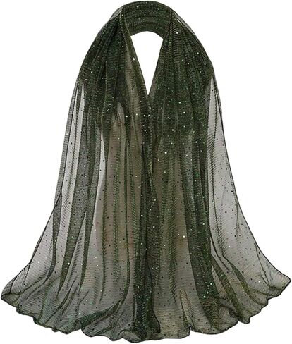 SweatyRocks Women's Sequin Sheer Mesh Scarf Lightweight Sparkly Headscarf Shawl and Wraps in Saudi Arabia