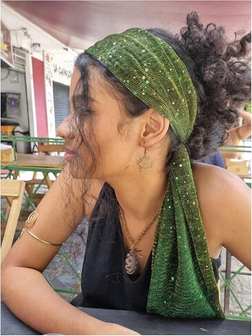SweatyRocks Women's Sequin Sheer Mesh Scarf Lightweight Sparkly Headscarf Shawl and Wraps in Saudi Arabia