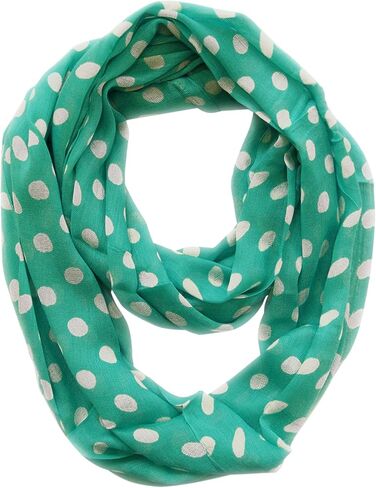 Peach Couture Light and Sheer Polka Dot Circle Print Infinity Loop Scarf in Kuwait