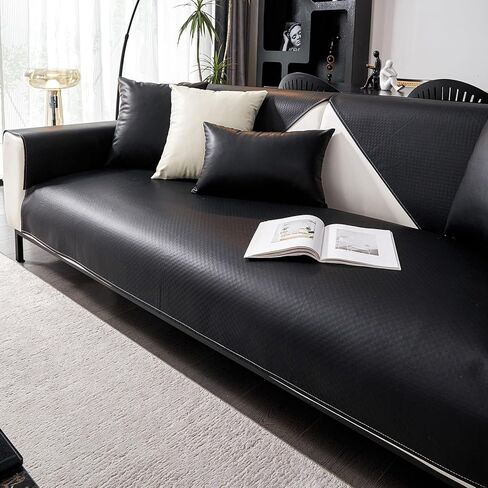 100% Waterproof PU Leather Couch Cover for Dogs Wipeclean Non Slip Sofa Cover Vintage Faux Leather Sectional Couch Cover Sofa Slipcover Furniture Protector for Kids Pet (Cream,28"x35") in Saudi Arabia