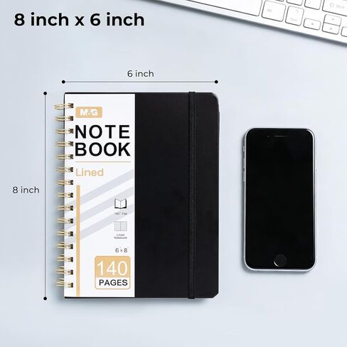 M&G Lined Spiral Journal Notebook, 146 Pages, A5 8" X 6" 146 Hardcover Writing Notebook, 80 GSM College Ruled Spiral Bound Journal for Women & Men - Perfect for Work, School, Office & Note Taking in Saudi Arabia