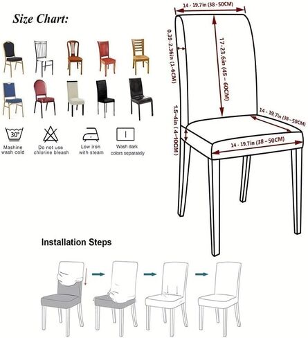 1x Chair Covers for Dining Chair, Stretch Parsons Chair Slipcovers Super Fit Spandex Removable Washable Kitchen Chair Protector Cover Removable Seat Protector for Home or Party in Saudi Arabia