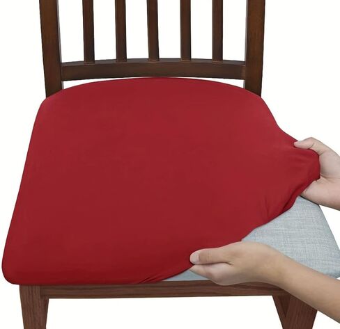 4 PCS Stretch Flocked Chair Covers, Elastic Dining Chair Slipcovers, Fitted Seat Covers for Wooden Chairs in Saudi Arabia