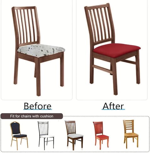 4 PCS Stretch Flocked Chair Covers, Elastic Dining Chair Slipcovers, Fitted Seat Covers for Wooden Chairs in Saudi Arabia