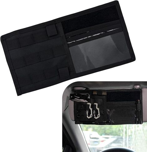 منظم لوحة الواقي، منظم واقي الشمس للسيارة، حقيبة حامل للتخزين مع حزام فيلكرو لنظارة شمسية لبطاقة القلم، متوافق مع سيارات الدفع الرباعي MPV (أسود) in Kuwait