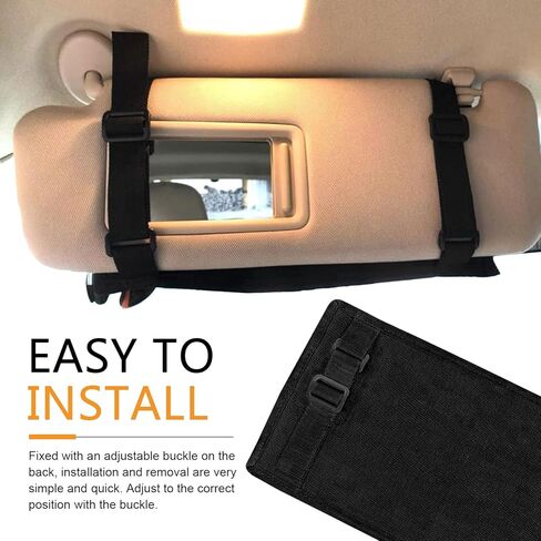 منظم لوحة الواقي، منظم واقي الشمس للسيارة، حقيبة حامل للتخزين مع حزام فيلكرو لنظارة شمسية لبطاقة القلم، متوافق مع سيارات الدفع الرباعي MPV (أسود) in Kuwait