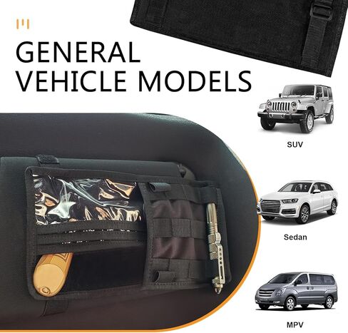 منظم لوحة الواقي، منظم واقي الشمس للسيارة، حقيبة حامل للتخزين مع حزام فيلكرو لنظارة شمسية لبطاقة القلم، متوافق مع سيارات الدفع الرباعي MPV (أسود) in Kuwait