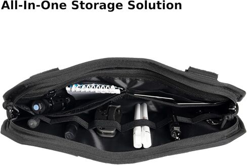 Car Visor Organizer, Sun Visor Organizer for Trucks Cars SUVs, Tactical Car Accessories with Zipper Visor Storage Pouch, Glasses Clip and Card Sleeve Pocket, Molle Visor Organizer with Panel (Black) in Saudi Arabia