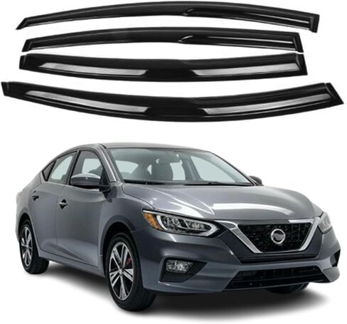 Compatible with Nissan Sentra 2020 2021 2022 2023 2024 2025-2mm-Thick Safe Wind Deflector, Front & Rear Window Vent Visors, Vent Protection, Tape-On Outside-Mount,4-Pieces Window Deflector Guard Kit in Saudi Arabia