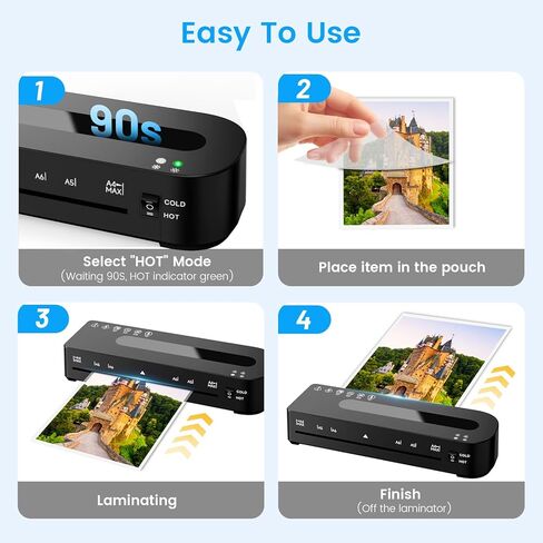 Laminator Machine, A4 Laminators Hot & Cold with 70 Laminating Sheets and Trimmer, 9 Inch Laminating Machine for Office, School, Business and Home in Kuwait