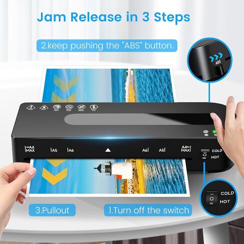 Laminator Machine, A4 Laminators Hot & Cold with 70 Laminating Sheets and Trimmer, 9 Inch Laminating Machine for Office, School, Business and Home in Kuwait