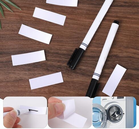 300 قطعة من ملصقات الملابس، 2 × 0.6 بوصة، ملصقات قماشية غير قابلة للكي، ملصق غسيل ذاتي اللصق قابل للغسل مع 2 علامات قماشية دائمة علامات اسم مقاومة للماء لمستلزمات متجر الغسيل المنزلي والمدرسة والرعاية النهارية in Saudi Arabia