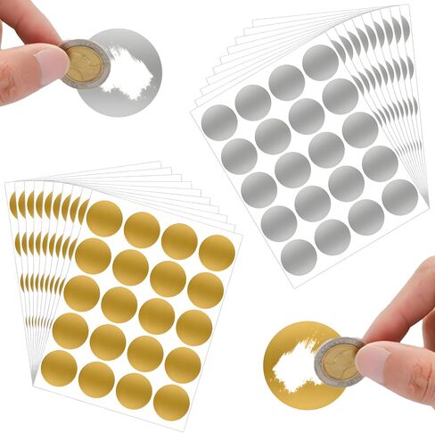 400 Pcs Scratch Off Stickers, 1 Inch Round Gold & Silver Self Adhesive Scratch Stickers, High-Density Metal Coating Scratcher Stickers for DIY Cards, Lottery, Party Favors in Saudi Arabia