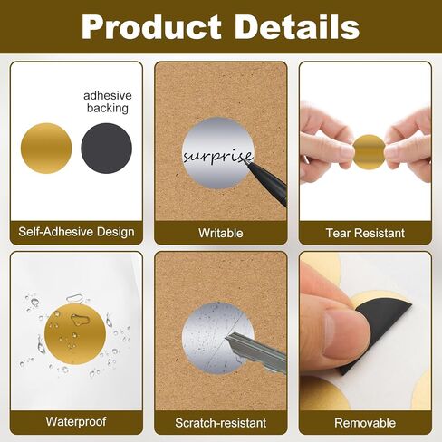 400 Pcs Scratch Off Stickers, 1 Inch Round Gold & Silver Self Adhesive Scratch Stickers, High-Density Metal Coating Scratcher Stickers for DIY Cards, Lottery, Party Favors in Saudi Arabia