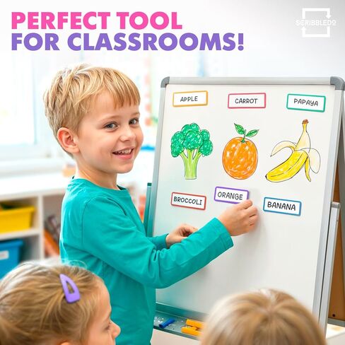 Scribbledo 10 Pack Dry Erase Magnetic Labels 3.1" x 1.2" Reusable Colored Name Tags for Whiteboard Fridge Locker Classroom Office Writable Erasable Magnetic Labels Dry Erase Magnets Teacher Supplies in Saudi Arabia