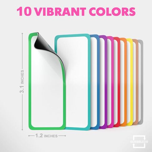 Scribbledo 10 Pack Dry Erase Magnetic Labels 3.1" x 1.2" Reusable Colored Name Tags for Whiteboard Fridge Locker Classroom Office Writable Erasable Magnetic Labels Dry Erase Magnets Teacher Supplies in Saudi Arabia