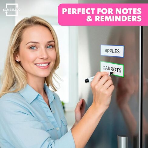 Scribbledo 10 Pack Dry Erase Magnetic Labels 3.1" x 1.2" Reusable Colored Name Tags for Whiteboard Fridge Locker Classroom Office Writable Erasable Magnetic Labels Dry Erase Magnets Teacher Supplies in Saudi Arabia