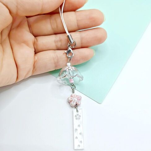 2Pcs Cute Phone Charms Aesthetic Keychain Cherry Blossoms Lotus Flower Windchimes Pendant Keychains Phone Keychain Charm Bag Charms for Handbags Resin Bead Cellphone Charm Strap Home Decorations in Kuwait