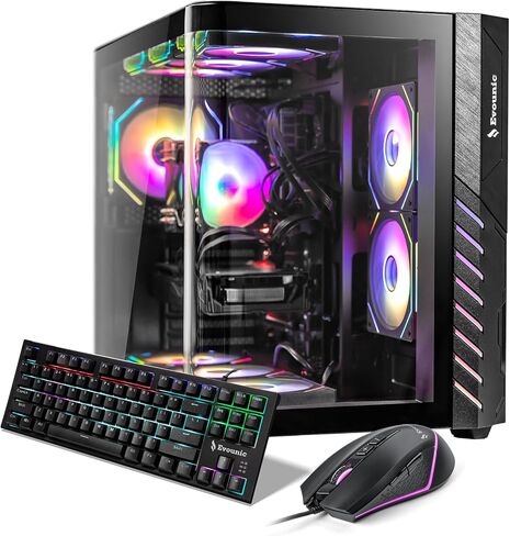 كمبيوتر مكتبي مخصص للألعاب - i7 الجيل الحادي عشر حتى 4.9 جيجا هرتز 16 خيط، RTX 4060 8 جيجا بايت، 16 جيجا بايت DDR4 RAM، 1 تيرابايت NVMe SSD، Wi-Fi 6 & BT 5.4، 9 × مراوح تبريد ARGB، Win11 Pro، 650 واط PSU، برج عالي الأداء جاهز للواقع الافتراضي in Kuwait