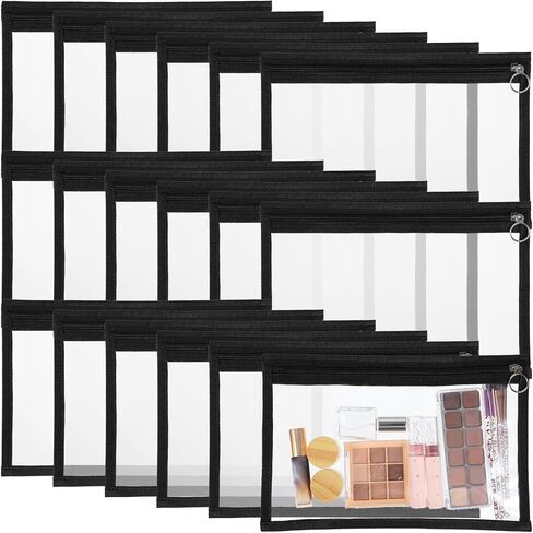 18 Pcs Clear Zipper Pouches Pencil Pouches PVC Makeup Pouch Envelopes Folder Storage Multi Purpose Pouch Document File Organization Bags, Office Supplies (11.5 x 7 Inches) ﻿ in Saudi Arabia