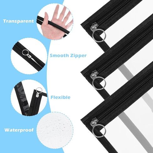18 Pcs Clear Zipper Pouches Pencil Pouches PVC Makeup Pouch Envelopes Folder Storage Multi Purpose Pouch Document File Organization Bags, Office Supplies (11.5 x 7 Inches) ﻿ in Saudi Arabia