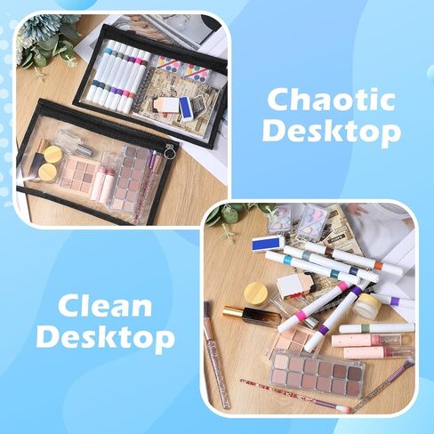 18 Pcs Clear Zipper Pouches Pencil Pouches PVC Makeup Pouch Envelopes Folder Storage Multi Purpose Pouch Document File Organization Bags, Office Supplies (11.5 x 7 Inches) ﻿ in Saudi Arabia