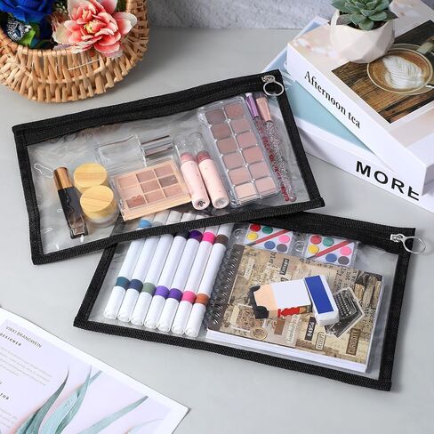 18 Pcs Clear Zipper Pouches Pencil Pouches PVC Makeup Pouch Envelopes Folder Storage Multi Purpose Pouch Document File Organization Bags, Office Supplies (11.5 x 7 Inches) ﻿ in Saudi Arabia