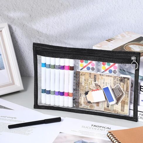18 Pcs Clear Zipper Pouches Pencil Pouches PVC Makeup Pouch Envelopes Folder Storage Multi Purpose Pouch Document File Organization Bags, Office Supplies (11.5 x 7 Inches) ﻿ in Saudi Arabia