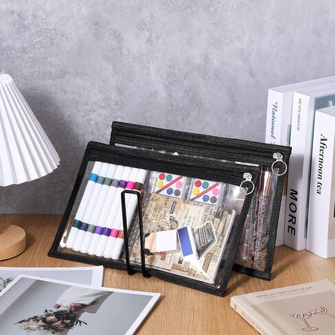 18 Pcs Clear Zipper Pouches Pencil Pouches PVC Makeup Pouch Envelopes Folder Storage Multi Purpose Pouch Document File Organization Bags, Office Supplies (11.5 x 7 Inches) ﻿ in Saudi Arabia