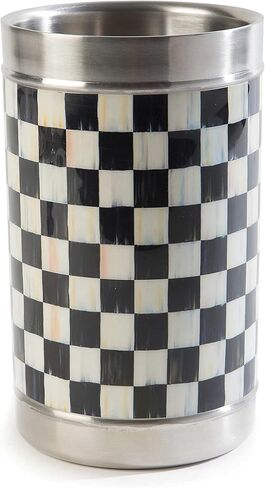 MACKENZIE-CHILDS 3260 Wine Cooler, Champagne and Wine Ice Bucket, Wine Bar Accessories, 1 Gallon, Gray-and-White Sterling Check in Kuwait