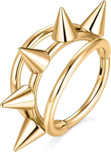 FUNLMO Triple Nose Ring Hoop Spike Septum Ring Conch Helix Cartilage Daith Tragus Rook Piercing Jewelry 316L Surgical Steel in Saudi Arabia