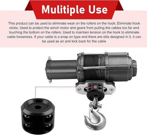 1PC Winch Stopper, Winch Cable Hook Stopper, Rubber Anti-bounce Line Protector with Hardware, Prevents Fraying for Synthetic & Steel Rope, Universal for ATV UTV Truck Jeep SUV Winches (Black) in Saudi Arabia