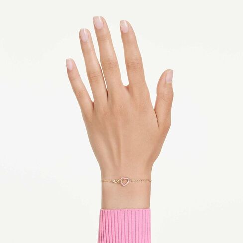 Swarovski Hyperbola bracelet, Round cut, Pavé, Infinity and heart, Pink, Gold-tSwarovski One plated in Saudi Arabia