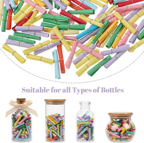 150 PCS Mini Scroll Paper Colorful Lucky Wish Paper Wish Letter Paper Roll Writable Message Papers for Birthday Anniversary Valentine Wish Bottles Wedding Gifts Decor in Saudi Arabia
