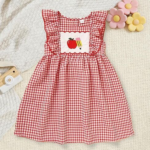 Girls Smocked Dress Classic Frock Ruffled Sleeves Summer Breathable Daywear Dress in Saudi Arabia