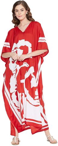 فساتين Oussum للسيدات بمقاسات كبيرة، فستان كيمونو قفطان طويل، فستان طويل من البوليستر مُزين بالزهور، ملابس شاطئ طويلة من Mumu House، ملابس صيفية من 1X إلى 3X in Kuwait