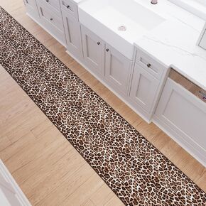 Ottomanson Runner Rug 2'7" x 6' – Soft Non-Slip Rug, Quick Dry Low Pile Carpet for Entryway, Kitchen, Hallway & Narrow Indoor Spaces, Leopard Print Brown in Kuwait