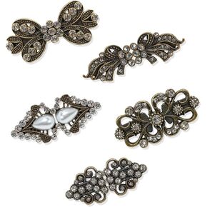 5 قطع من مشابك السترة الكلاسيكية، مشبك شال ريترو للنساء، دبابيس شال، مشابك سترة شال من حجر الراين لتثبيت السترة معًا (ذهبي) in Kuwait