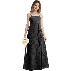 فساتين وصيفة الشرف للصغار زهرية طويلة على شكل حرف a أشرطة سباغيتي بوهو كشكش لحفلات الزفاف زهرة فتاة رداء حفلات رسمي in Kuwait