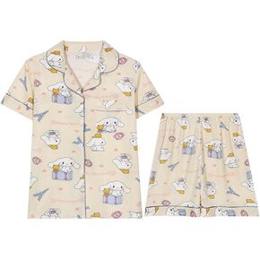 Kawaii Pajamas For Women Set Cute Cartoon Sleepwear Home Clothes Sleepwear Short Sleeve Shirt and Casual Short in Saudi Arabia