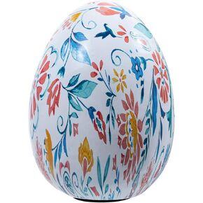 MyGift 6 Inch Tall Resin Decorative Egg with Soft Pastel Watercolor Floral Print, Spring Pattern Home Decor Small Tabletop Centerpiece Easter Decoration in Saudi Arabia
