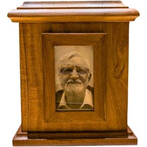 Handcrafted Wooden Urn with Photo Frame for Ashes – Indian Rosewood Memorial Box for Human or Pet Ashes, Hinged Lid, 100 cu in Capacity, Keepsake Funeral Cremation Urn in Saudi Arabia