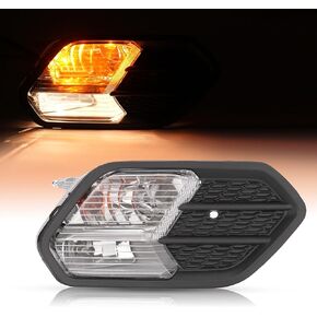 مصباح ضباب أمامي يمين من HECASA وحافة متوافقة مع 2017-2019 Ford Escape Kuga المصد الأمامي للضباب مصباح ضوء القيادة غطاء أسود بديل للعدسة الواضحة لFO2521194 FO1039164 جانب الركاب in Kuwait